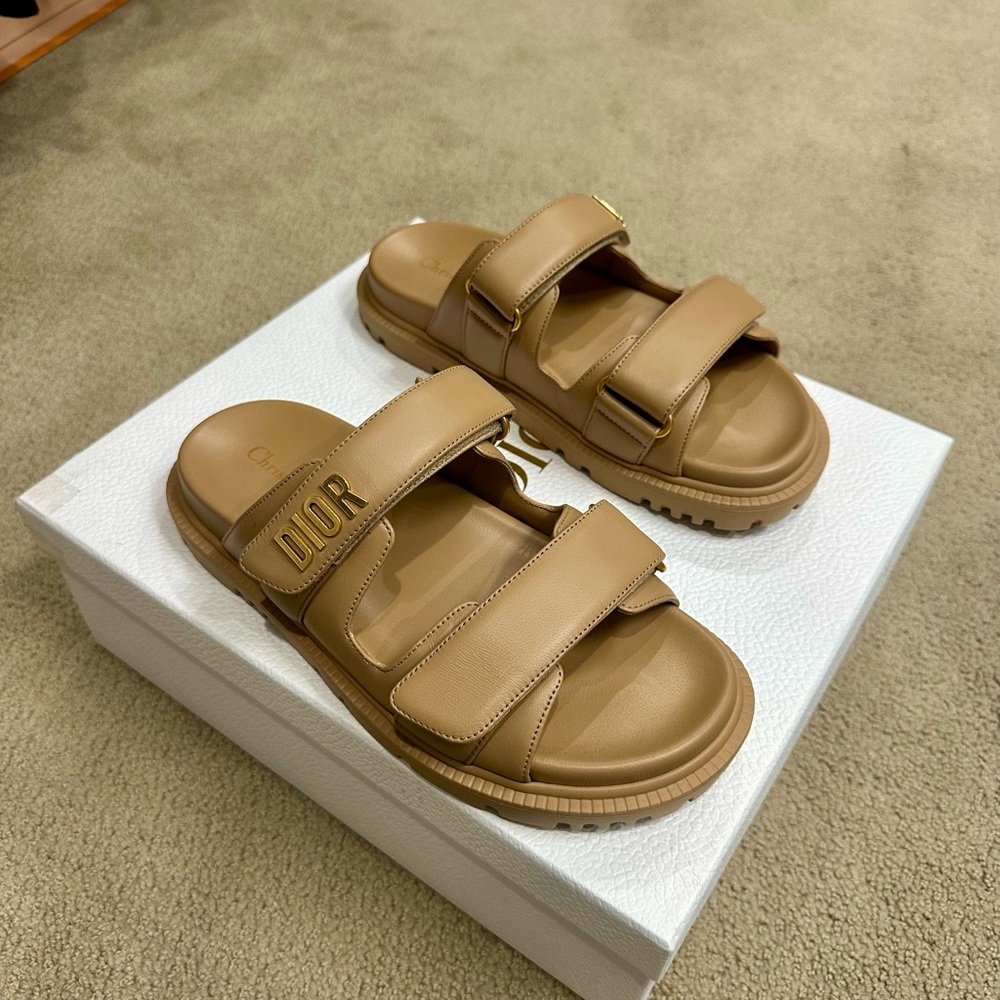 Dior Dioract Slide Tan Lambskin Size 37